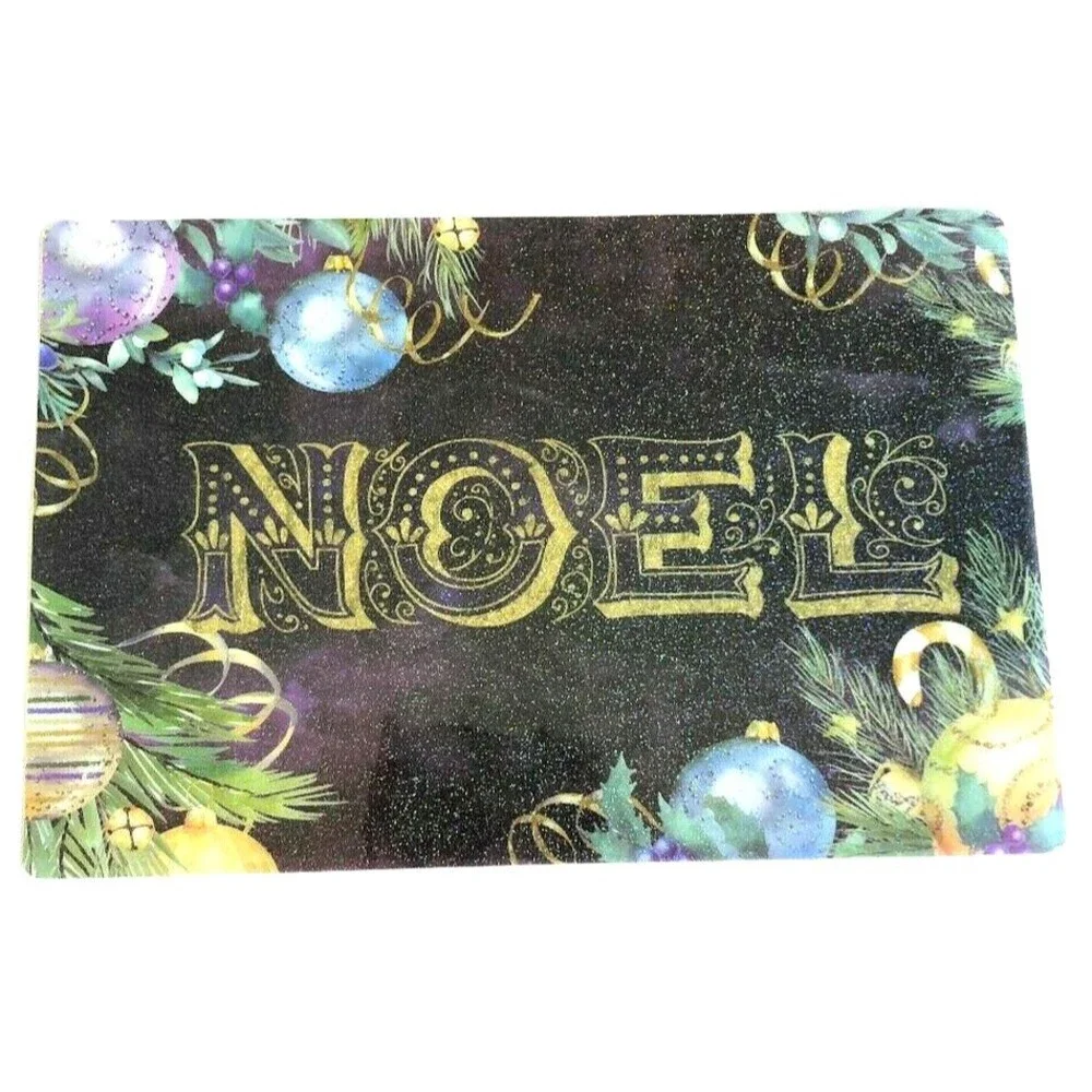 Christmas Noel Placemats Set of 4 Purple Gold Heavy Weight Vinyl 12x18 Ornaments